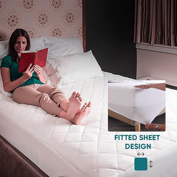 Quilted King Mattress Protector Fitted Mattress Pad 30cm Deep Pocket Mattress Topper Anti Allergy and Breathable White, Mattress Cover
