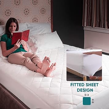 Quilted King Mattress Protector Fitted Mattress Pad 30cm Deep Pocket Mattress Topper Anti Allergy and Breathable White, Mattress Cover