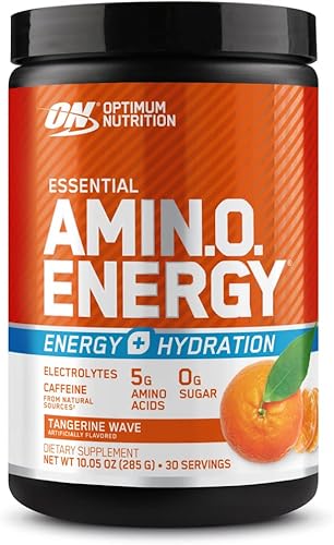 Optimum Nutrition Amino Energy Plus Electrolytes - Bebida energética en polvo cafeína para energía previa al entrenamiento aminoácidosBCAA para
