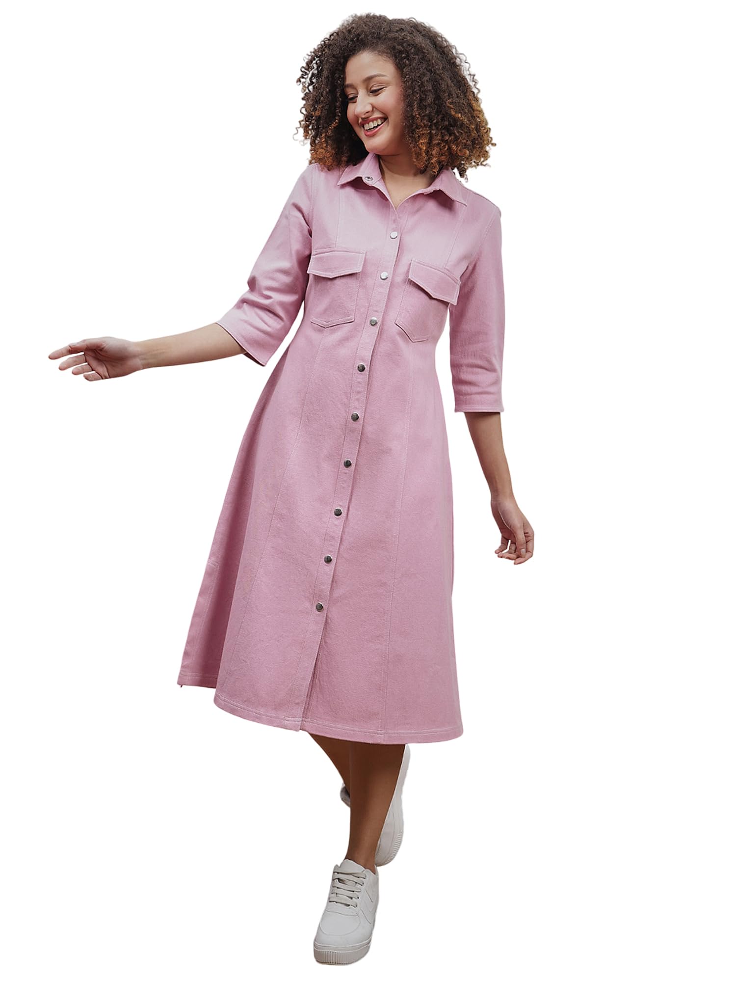 Pink Denim Dress-image-0