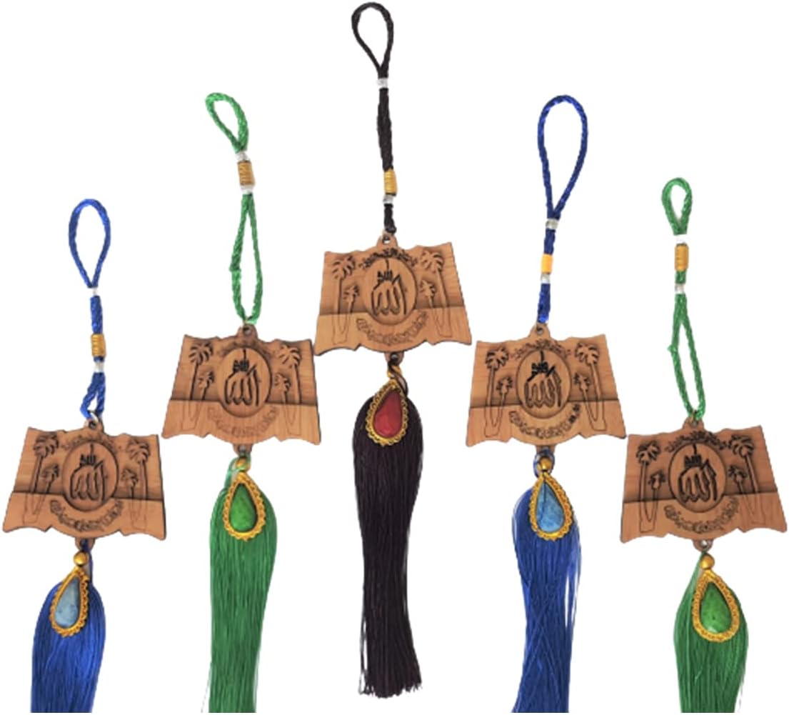 Islamic Wooden Hangers[12 Pack] – Palm Tree Shape Pendant with Arabic Calligraphy Eid Gifts Ramadan Gifts Islamic Gift