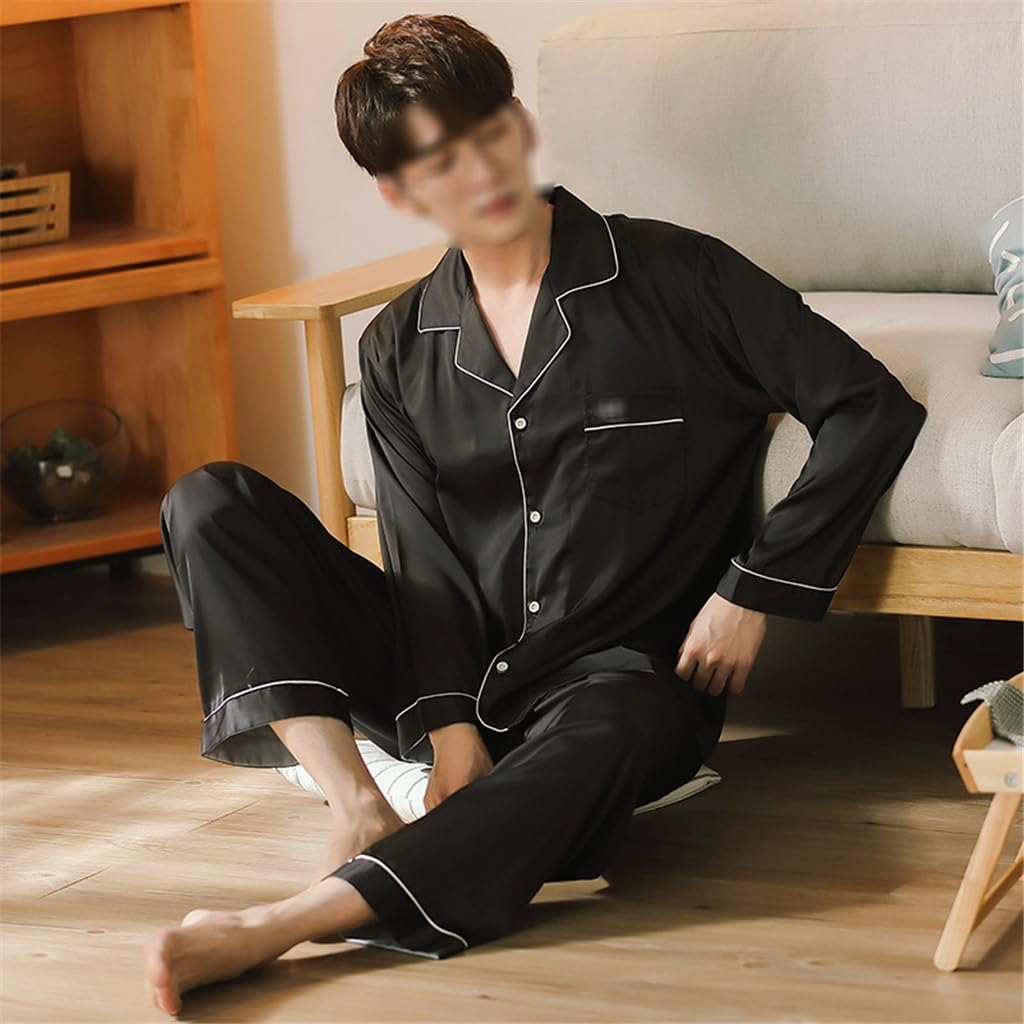 Pyjamas Men's Long-sleeved Ice Silk Thin Section Simulation Home Suit