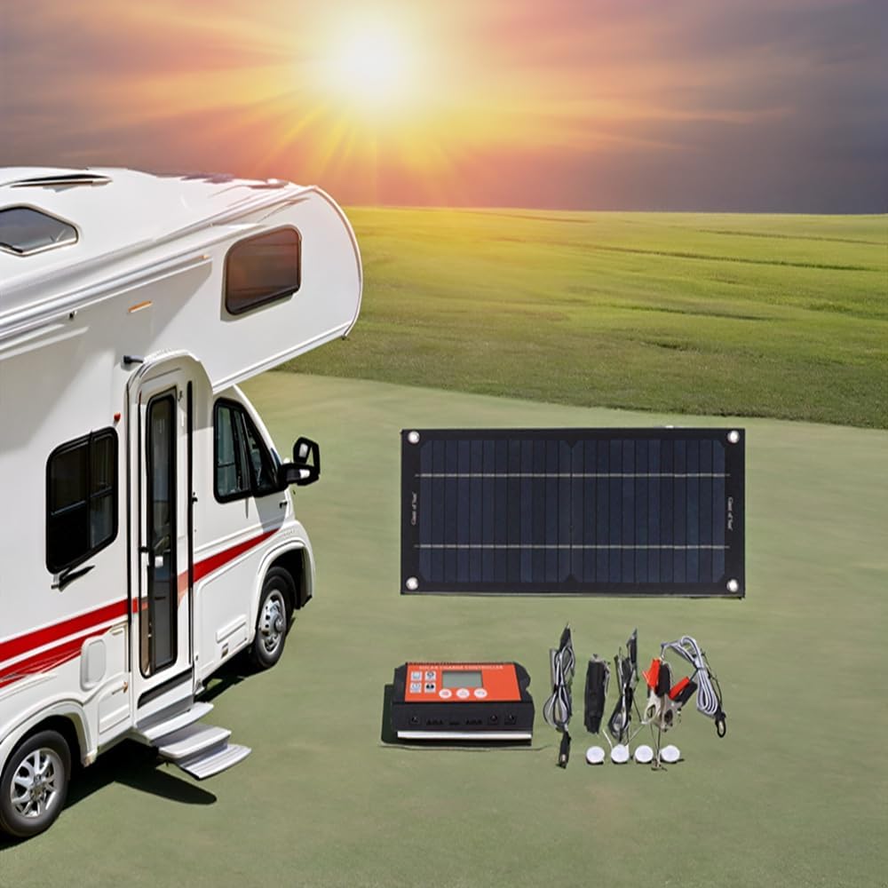 600W Solar Panel, Solar Panel Kit 100A Controller Solar Panel Kit with Extension Cable Battery Clip for RV, Camping, Outdoor