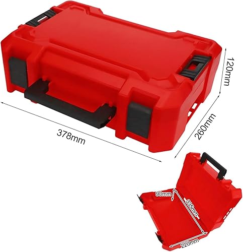 Miniatura 6 de Caja de herramientas de plástico rojo organizador de almacenamiento con cerradura, caja de almacenamiento de herramientas portátil para taller,