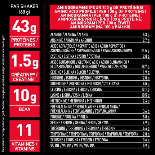 EAFIT- Mega Whey- construction musculaire pour la musculation- 43g de protéines de Whey+10g de BCAA+1,5g de créatine par shaker- Assimilation Rapide- Vanille- 750g- Creatine monohydrate – Image 4