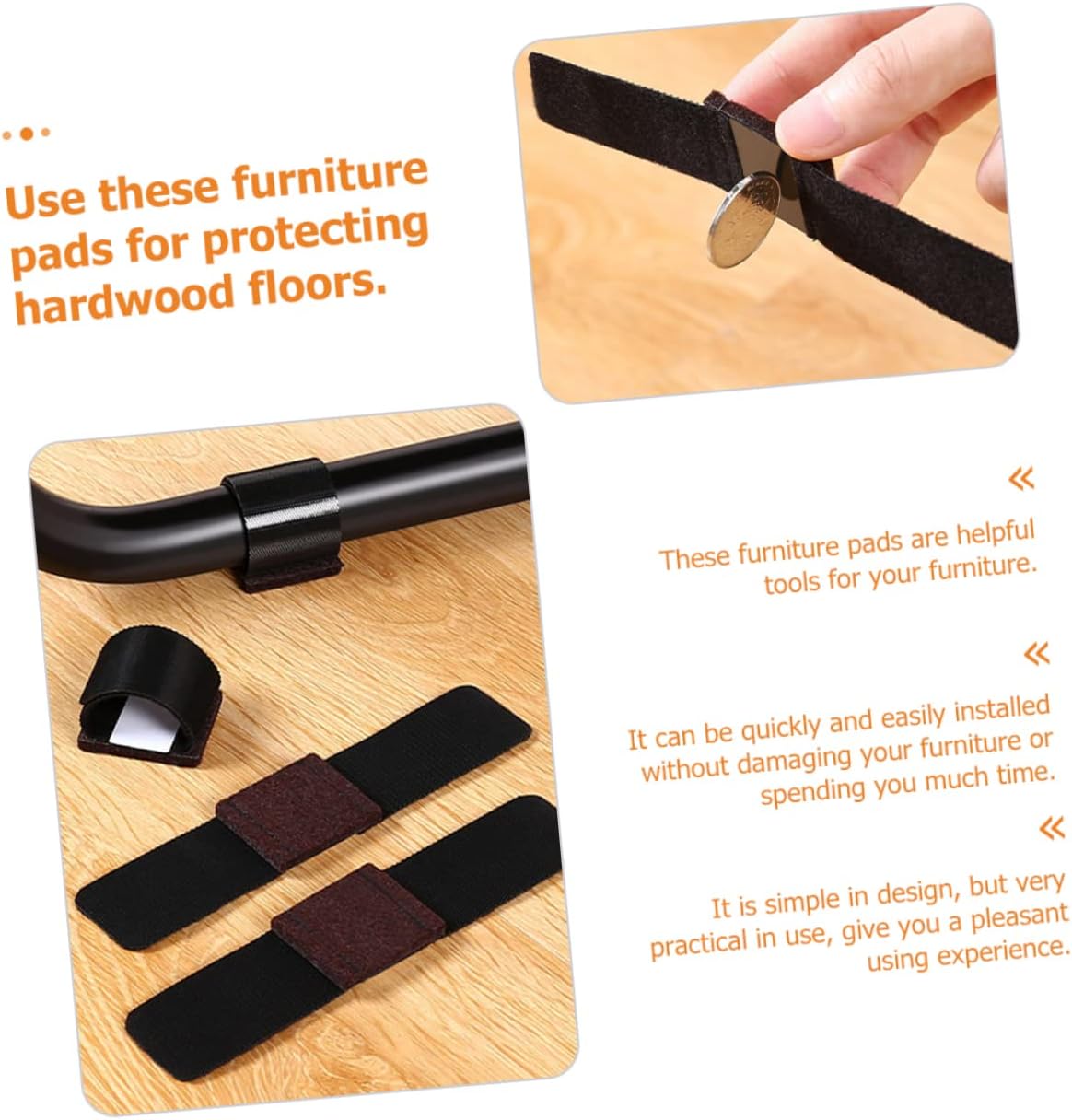 DOITOOL 30pcs Felt Furniture Pads Hook and Floor Protectors for Chairs Easy to Install Adjust Prevent Scratches Hardwood Floors Non- Design for Enhanced