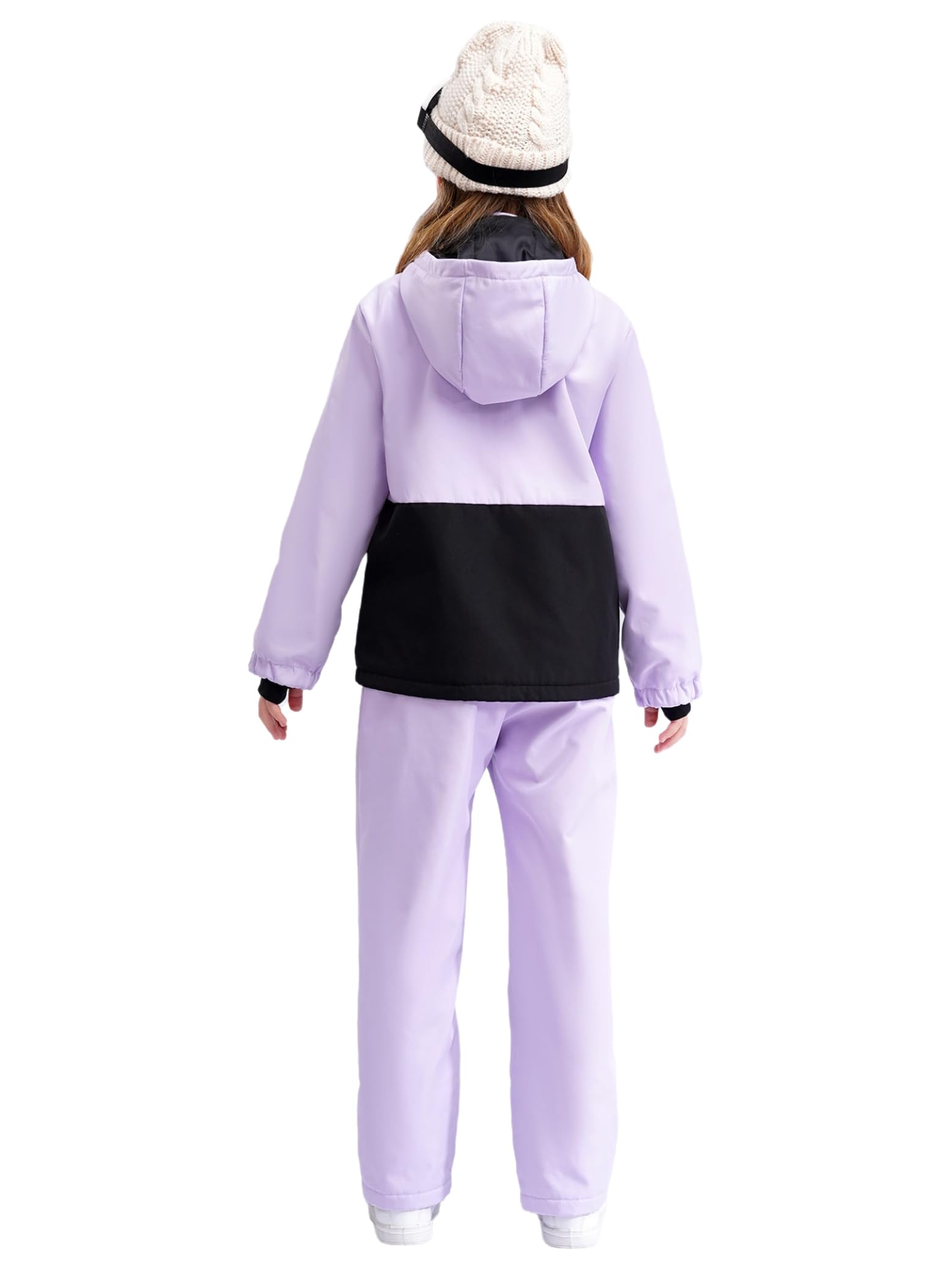 Sxiwei Unisexe Enfant Ensemble De Ski Neige 2Pcs Tenue Manteau À Capuche + Pantalon De Ski Chaud Sport Hiver
