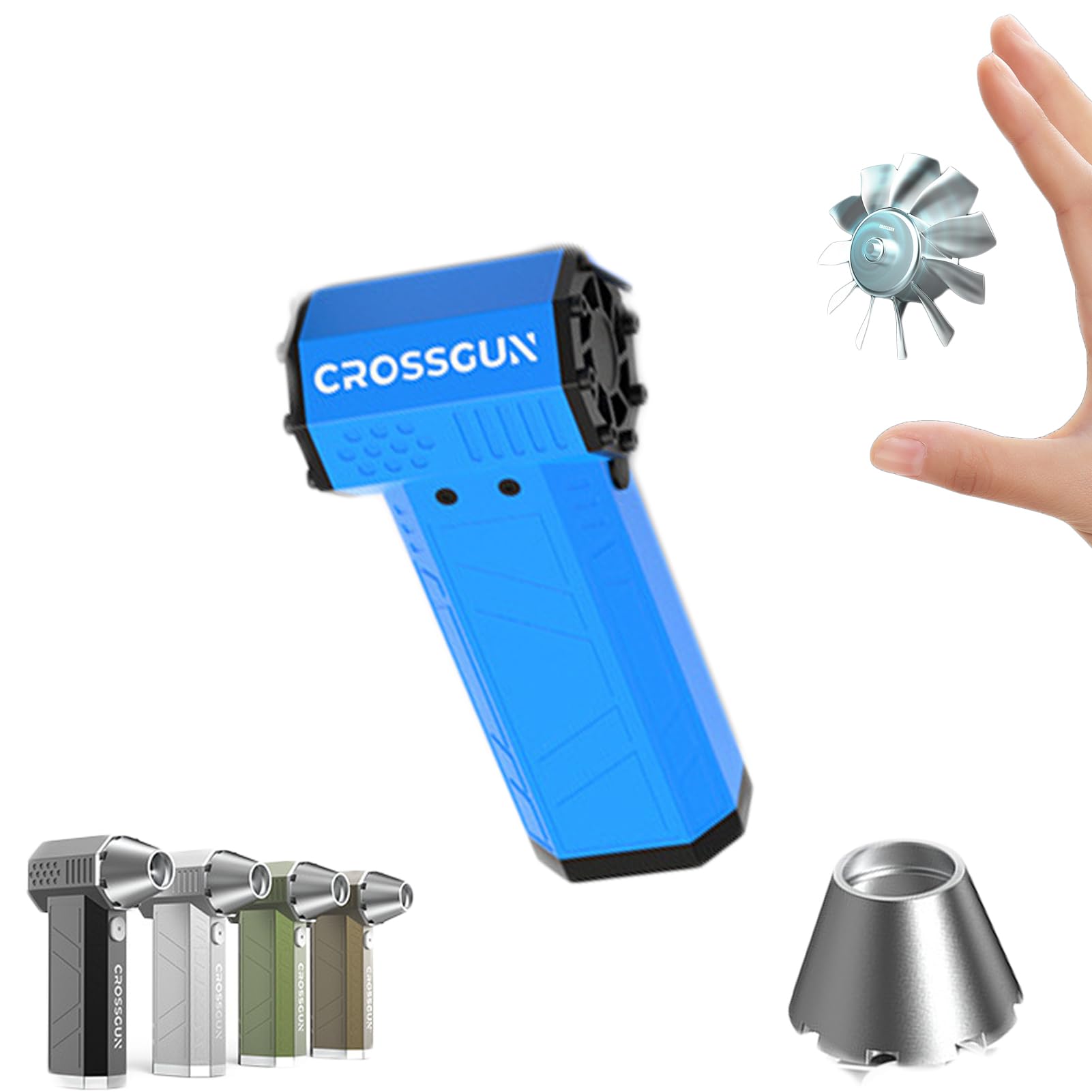 Air Blower - Super Jet Fan V.2, Turbo Powered Portable Mini Blower, Industrial 150000 RPM Air Duster for Car, Cleaning, Camping (Blue)