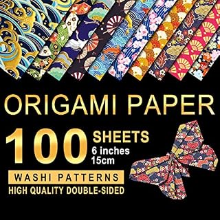 PaperKiddo Origami Paper 100 Sheets 10 Different Washi Pattern Double Side Printed Bronzing Premium Quality