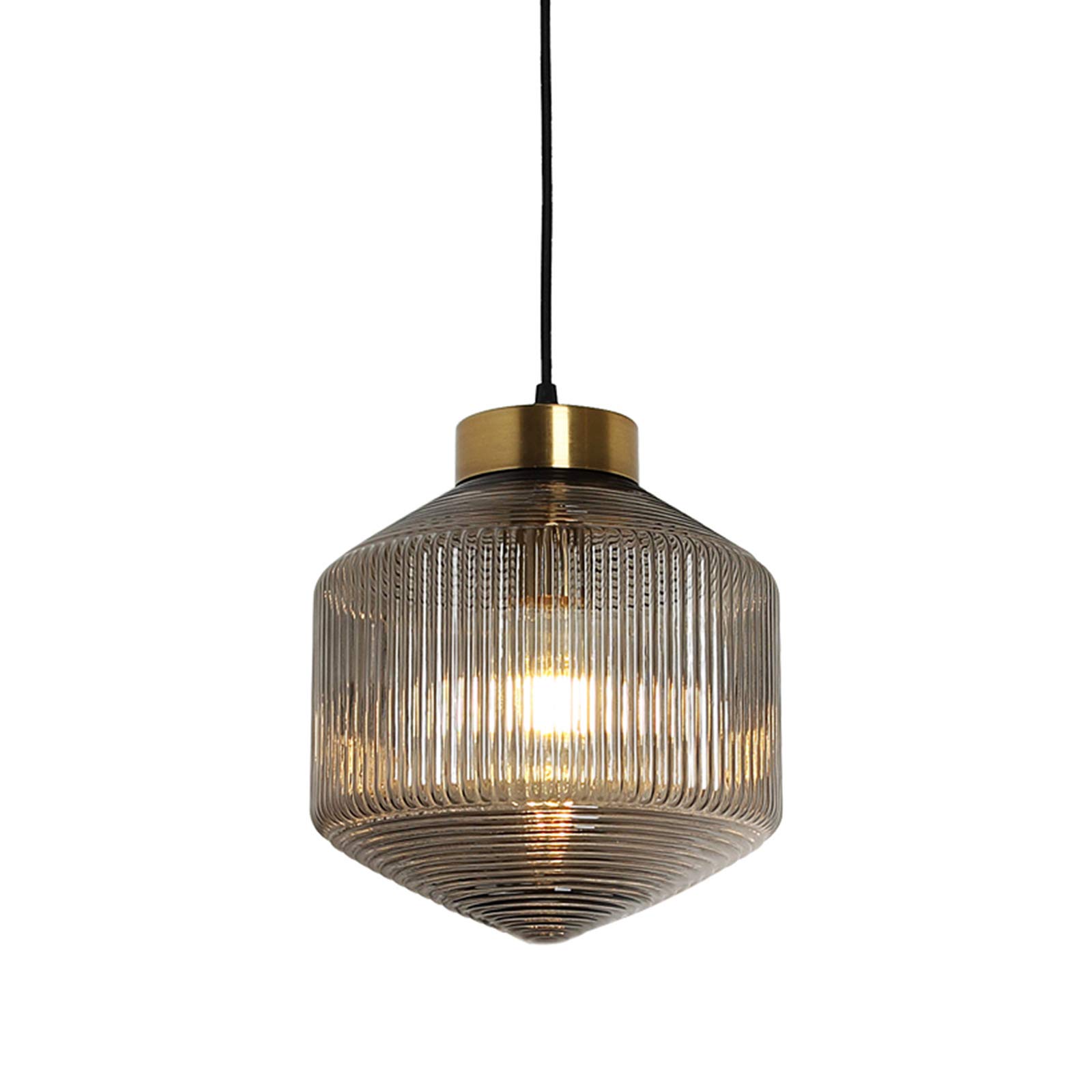 HJXDtech Industrial Retro Crystal Glass Pendant Light Premium Antique Brass Finish E27 Loft Bar Ceiling Hanging Lamp (Grey)
