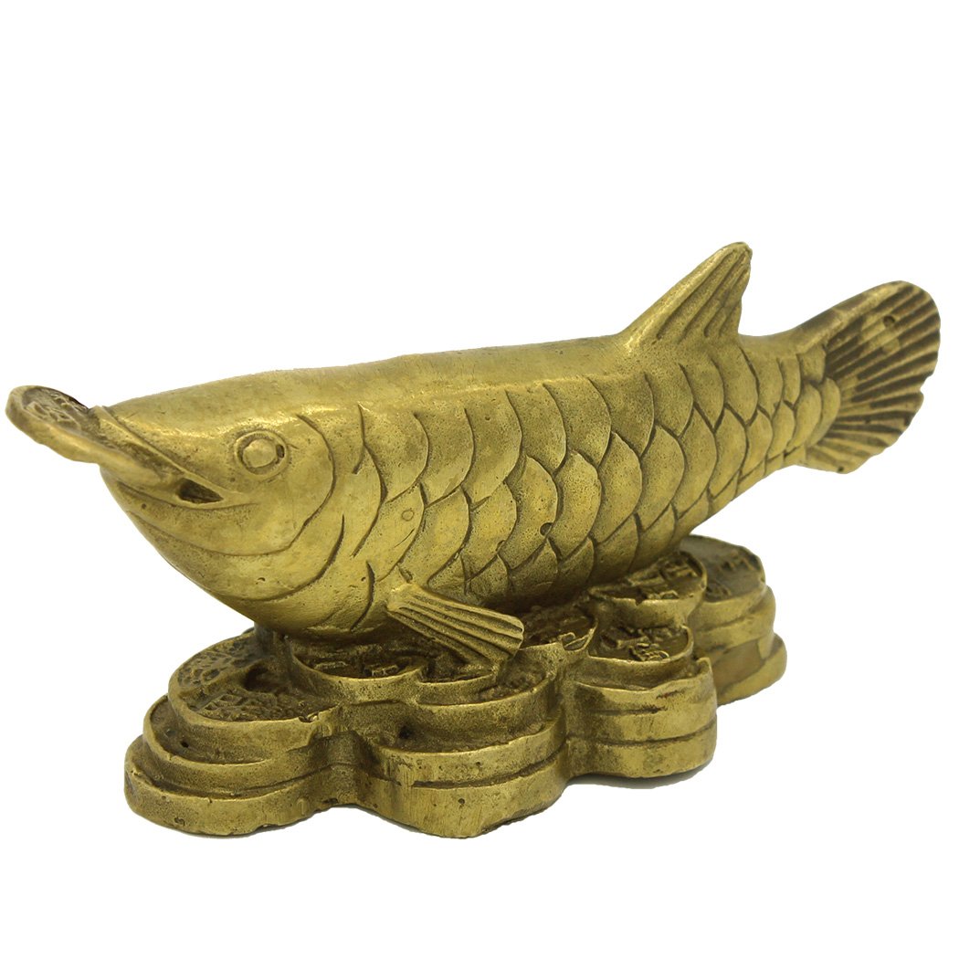 Buy Fengshui Wealth Brass Copper Arowana Fish Statue Figurine Décor