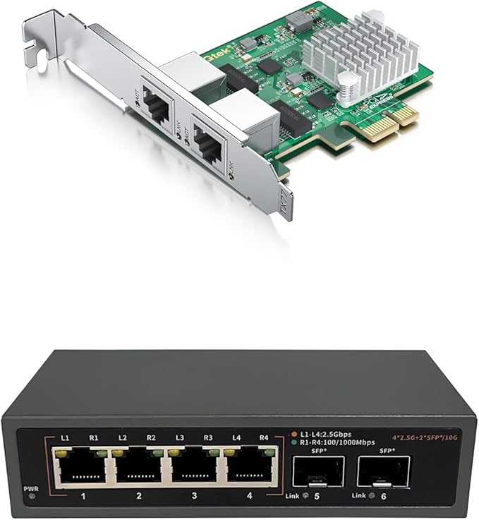 Amazon.com: 2 Port 2.5Gb Network Card with 6 Port 2.5Gb Switch, 2 ...