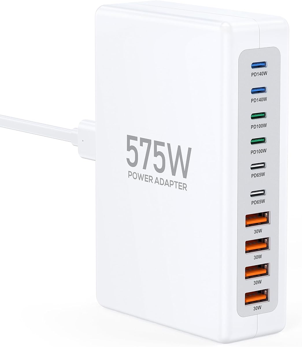 USB C Charger Block Laptop Charger,10Port Fast Charging Block Upgraded Ga N III Fast Charging Station Hub PD Power Adapter QC 3.0 Type C Box Brick Cube USB A Wall Plug