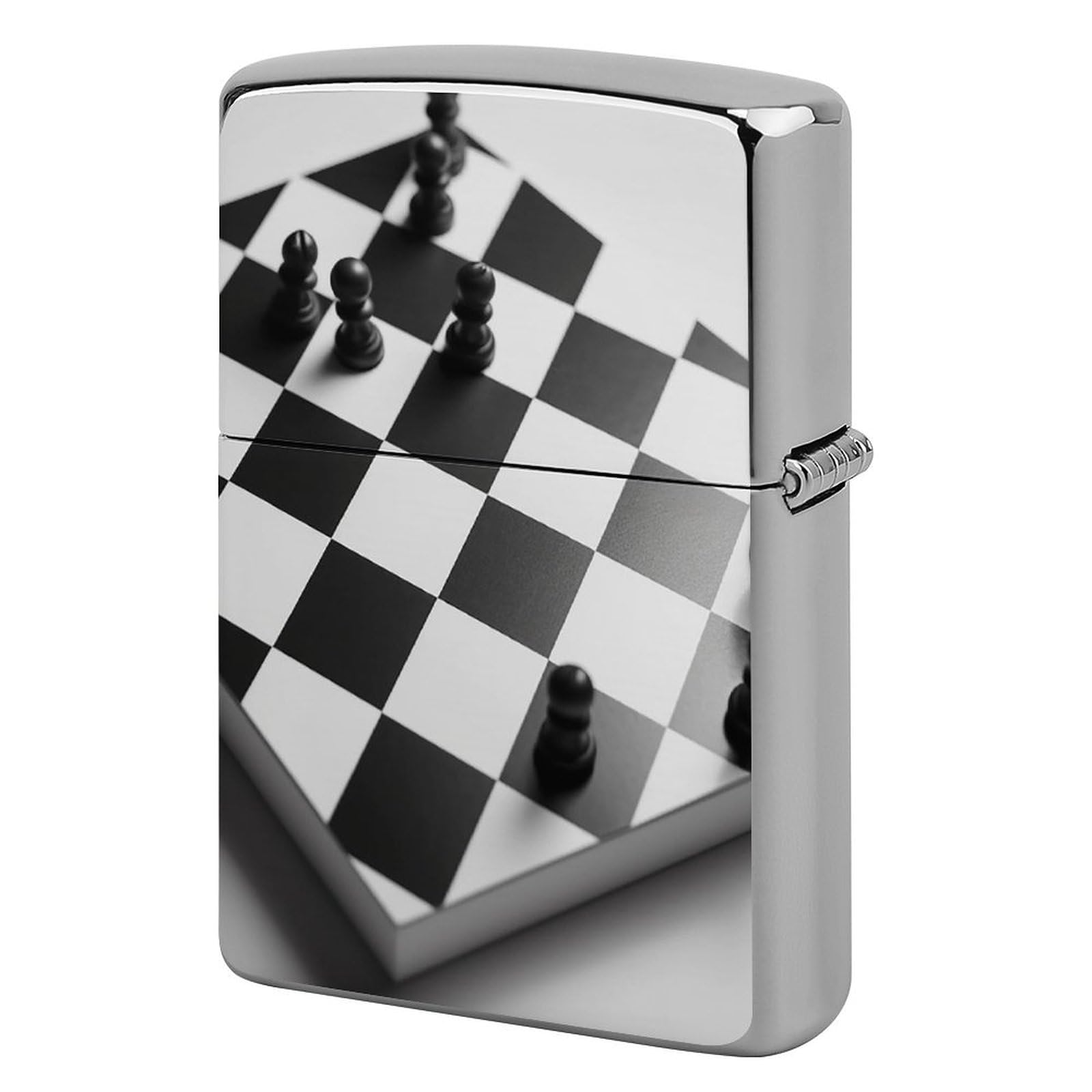 Coque briquet damier noir et blanc en métal vintage étui de protection robuste de poche