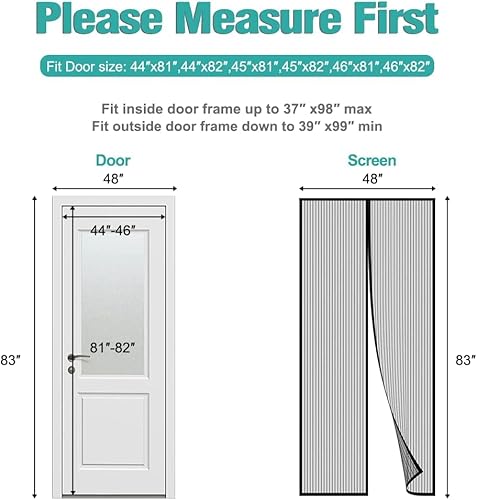 Magnetic Screen Door, Ikstar Upgrade Mesh Door Instant Closure With Full Frame Hook&Loop, Keep Fly/Bugs Out, Pet/Kids Walk Through Freely Fit Door Up To 36"X82" /46"X82" Max #TOP7
