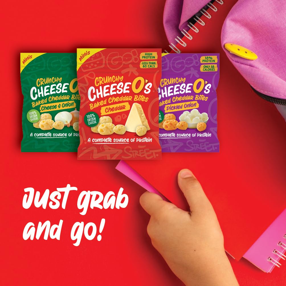 CheeseO's Minis Crunchy Baked Cheddar Bites - Keto Snacks - High-Protein Cheese Snacks - Variety Multipack 20x10g - Low Carb -Gluten Free - Vegetarian