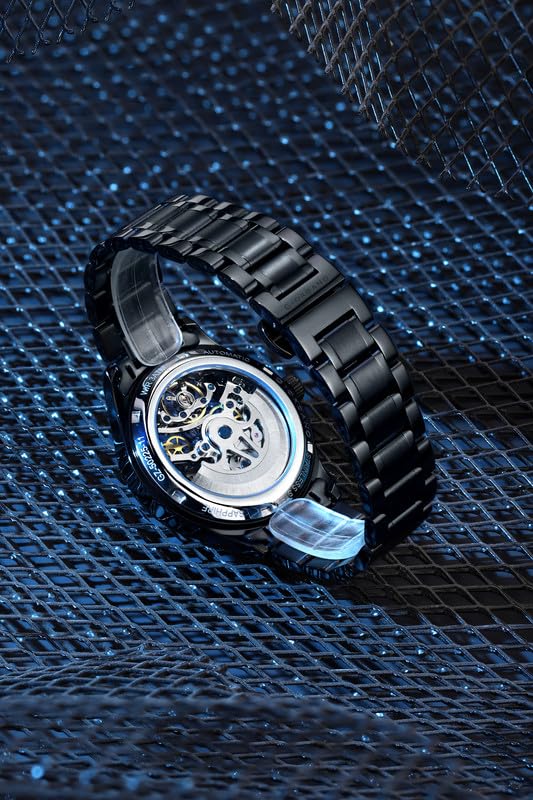 Image of Giordano Premier Fortezza Collection Automatic Watch for Men with Skeleton Round Dial, Luminous Hands and Markers, Stainless Steel Strap - GZ-50225
