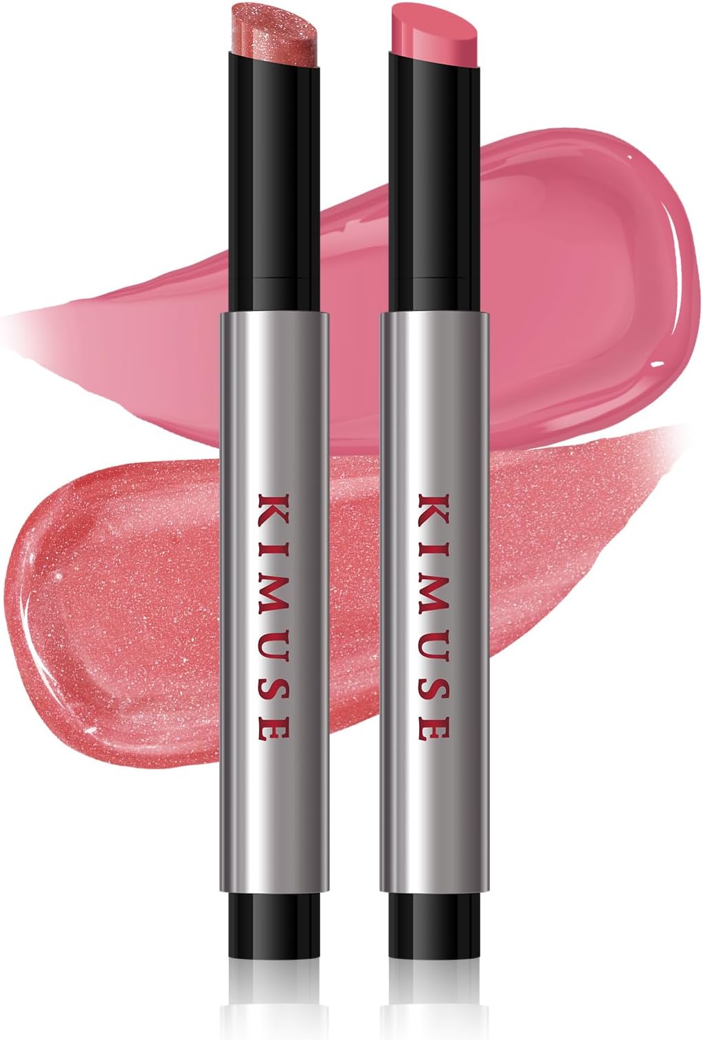 KIMUSE Lip Plumper, 2PCS Moisturizing All-in-one Lip Plumping, Gloss, Balm, Non Sticky Lip Plumper Solid Lipstick Click Lip Balm, Buildable, Vegan & Cruelty-Free
