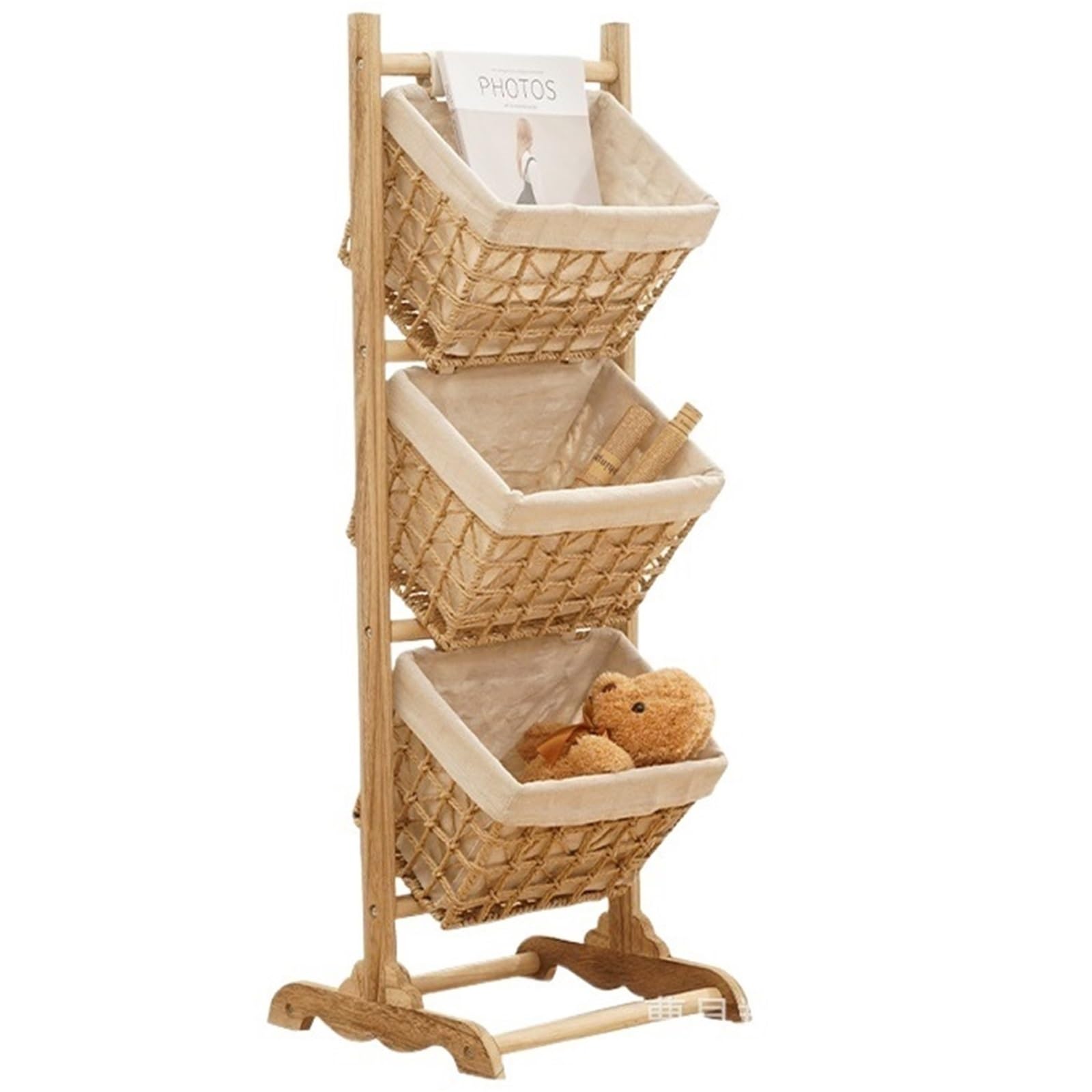 Étagère de rangement en bois pour optimiser le linge en buanderie