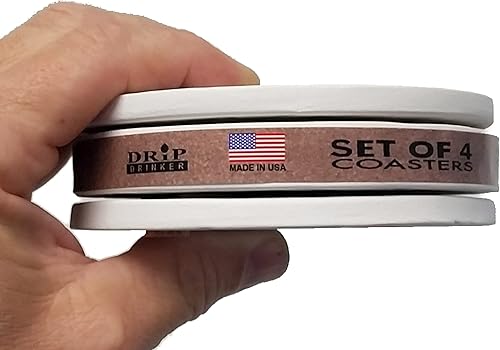 Miniatura 4 de Monogram Initial Absorbent Drink Coaster Set - Wedding Gift - Housewarming Gift - 4.38 inch (4pc) (V)