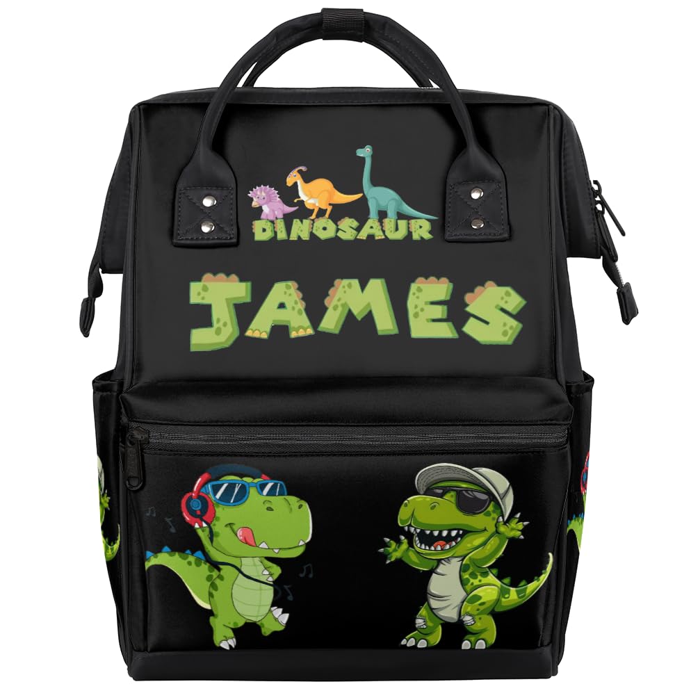 Image of Dinosaurs Diaper-Bag-Backpack for Baby Personalized Baby-Gifts Nappy-Bag | Customized Large Diaper Backpack Travel Stroller Organizer Mommy Bag Waterproof Diaper Bag for New Mom Dad