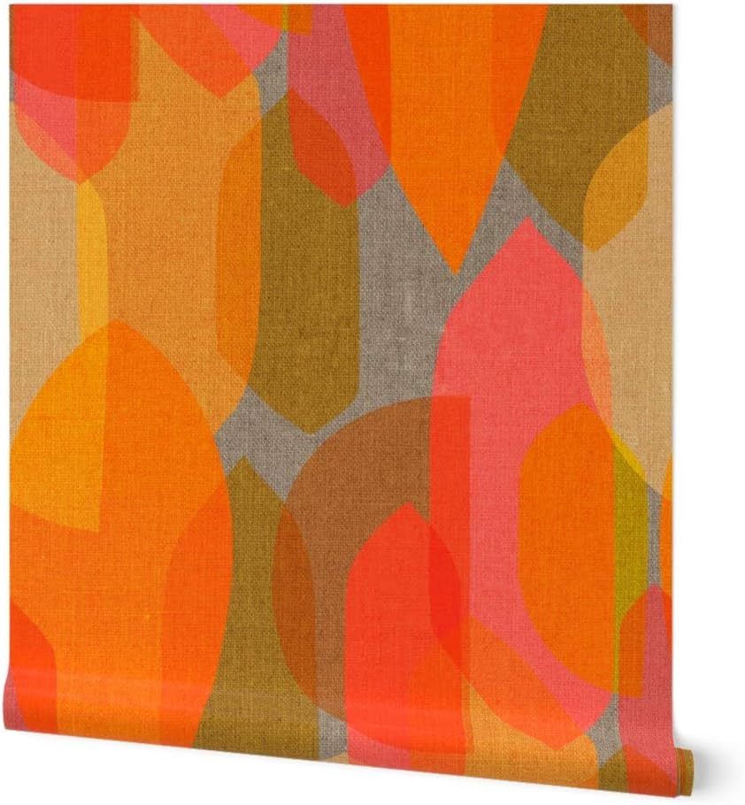 Spoonflower Peel & Stick Wallpaper 12ft x 2ft - Mid Century Colour Electric Dreams Vintage Retro Modern Geometric Abstract Custom Removable Wallpaper