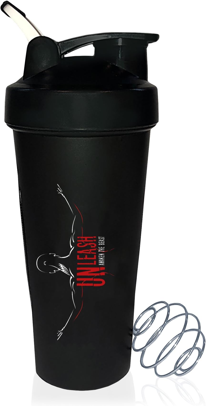 UNLEASH Sports Protein Shaker 600ml Mixball Shaker, Shaker Bottle, Shaker with Mixing Ball Leak Proof BPA Free, Black Shaker Unleash Woman