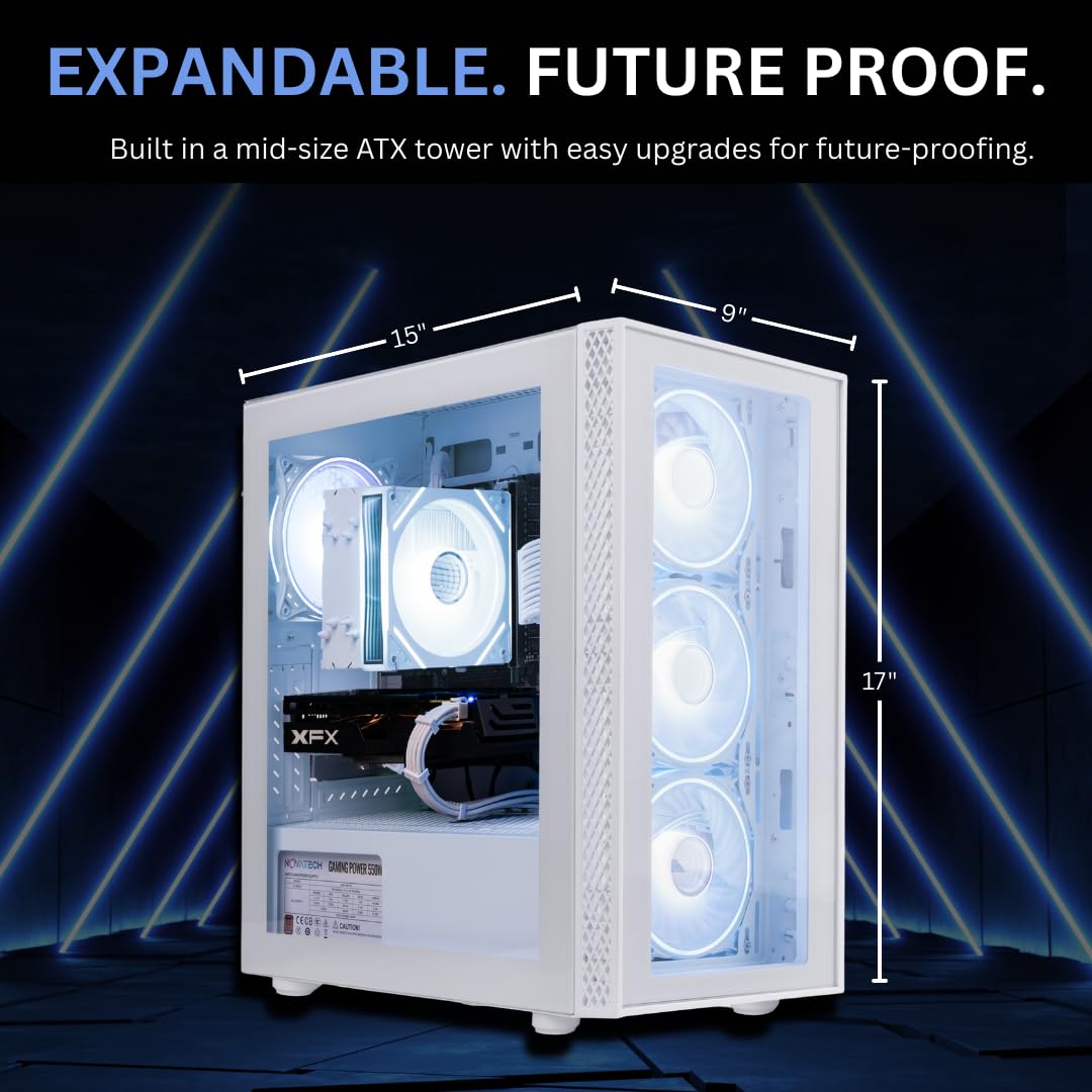 NOVATECH Prism - Prebuilt Gaming PC Desktop Computer - Geforce RTX 3050 - Xeon i7 3.5GHz - 16GB RAM - 512GB SSD WiFi/BT, Win 11 - Gaming Computer Tower - Pre Built PC Gaming - 1 Year Warranty