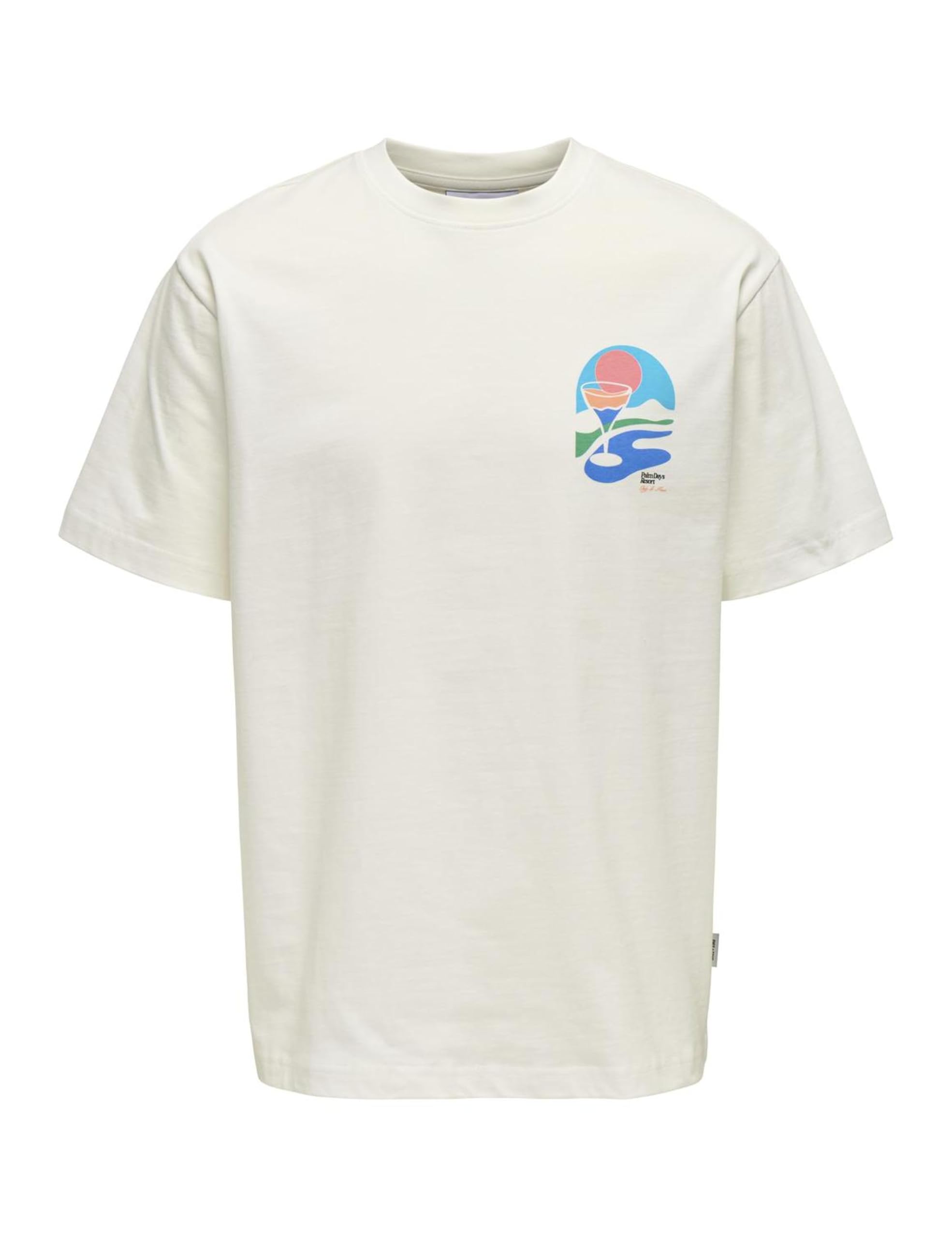 ONLY & SONS Men's Onspalm Days Print RLX Ss Tee, Cloud Dancer, XXL