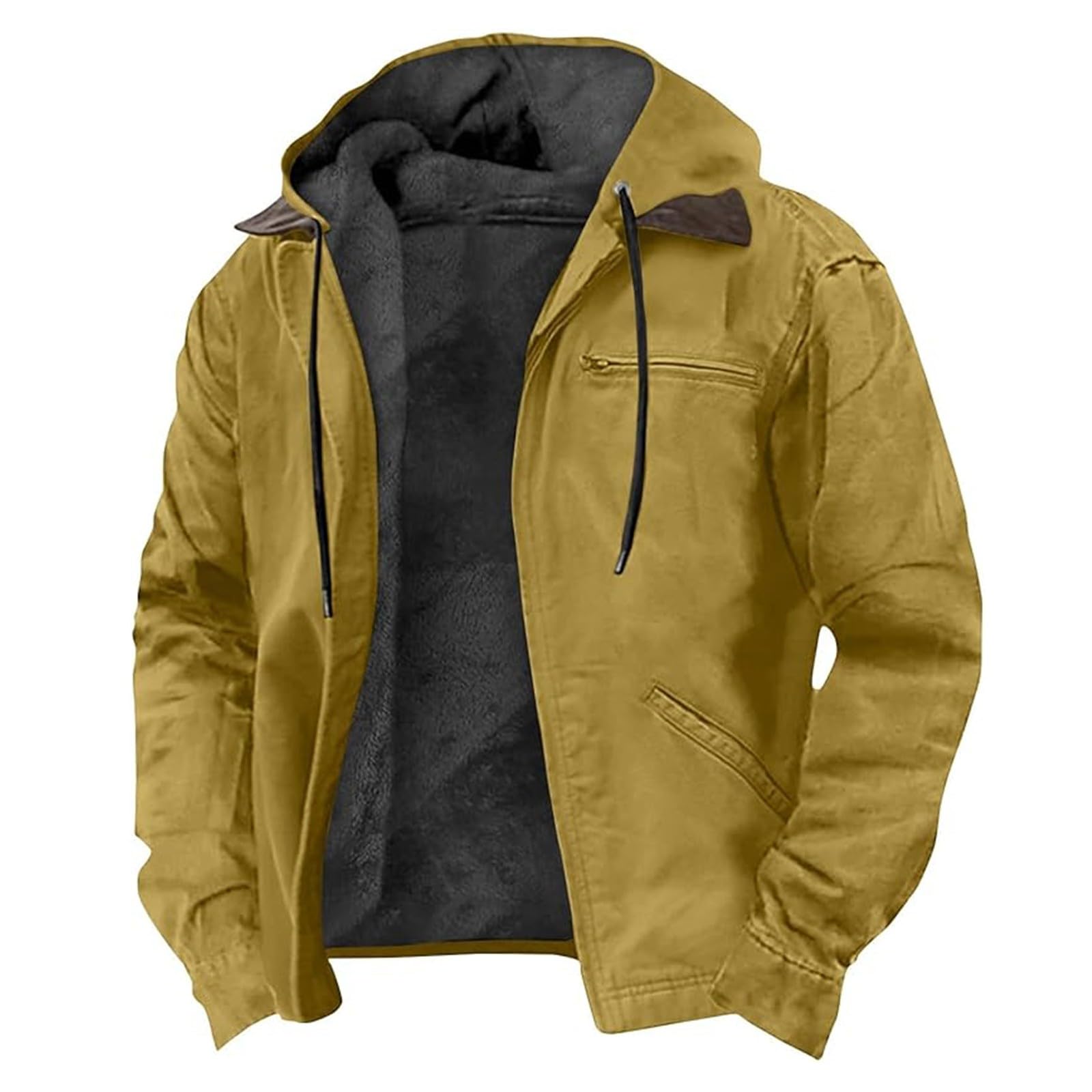 Chaqueta Acolchada con Capucha y Bolsillo con Cremallera de Color sólido para Hombre de Invierno Chaleco Barbero Plumas Ligero Hombre Abrigo Gabardina Hombre