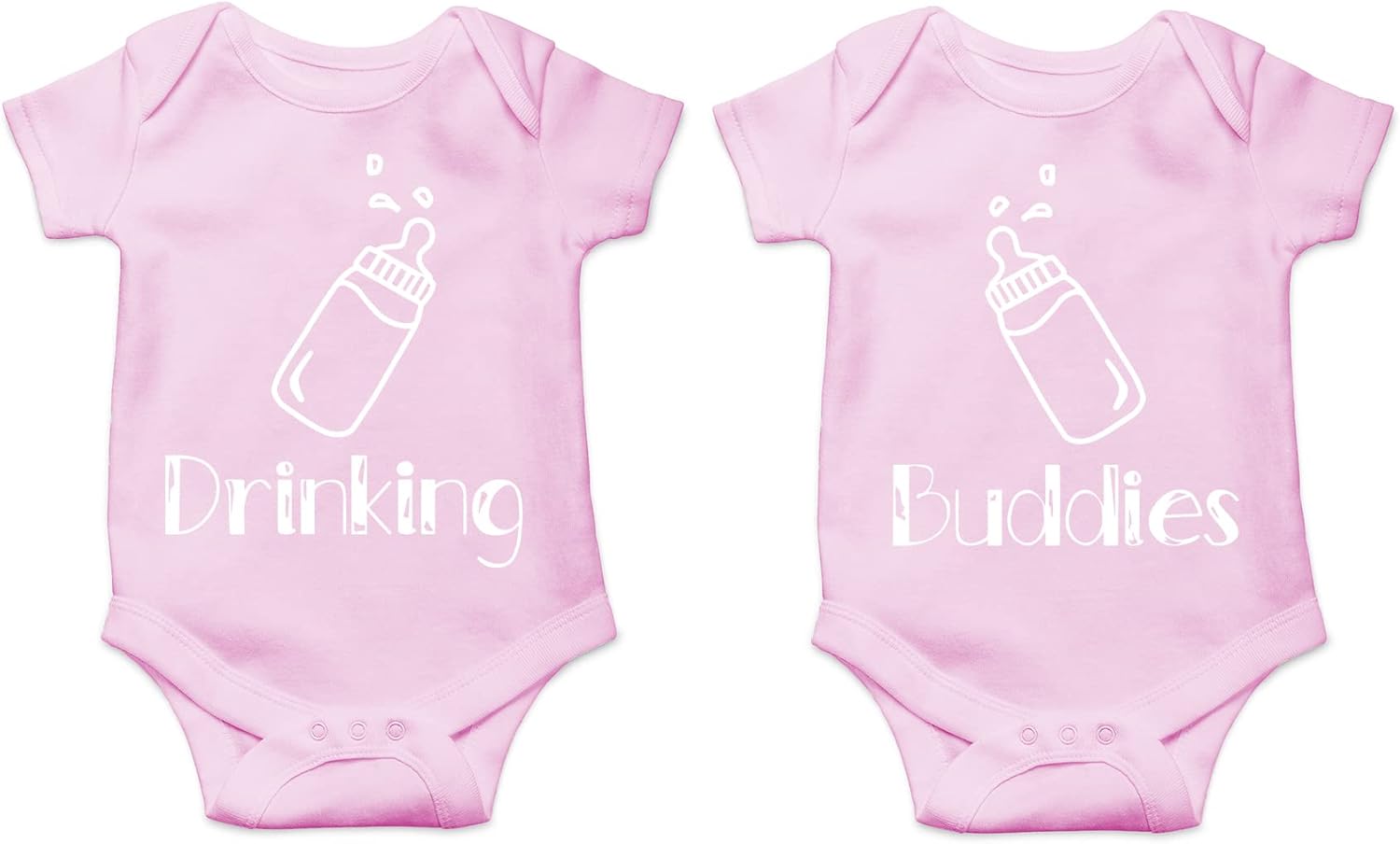 CBTwear Drinking Buddies - Matching Twin Babies - Baby Clothes - Funny Newborn Bodysuit Outfits for Boys and Girls