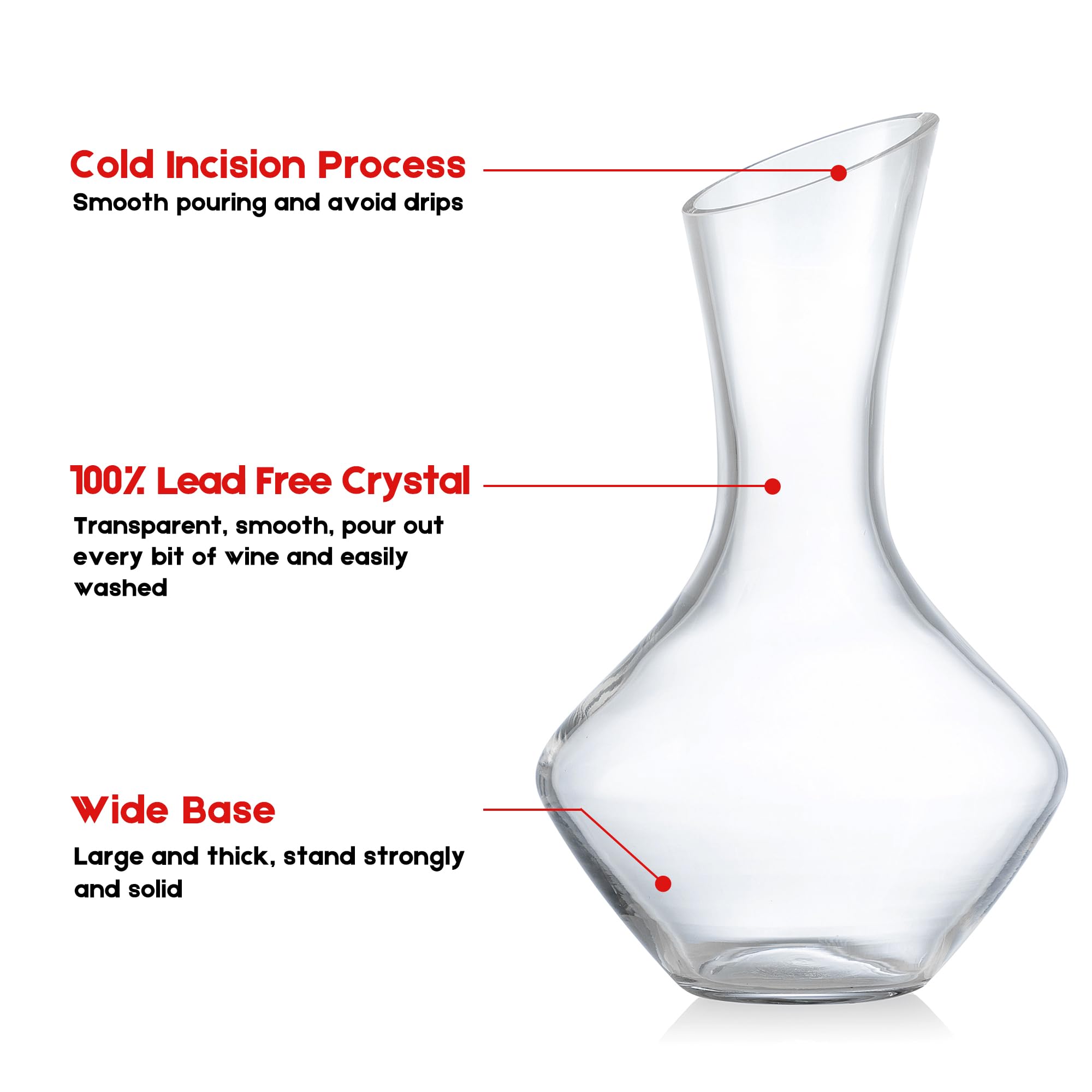 Decantador de vino, jarra de vino tinto 100% soplado a mano, vidrio de cristal sin plomo, decantador de vino de diseño elegante, accesorios de vino, idea de regalo para los amantes del vino