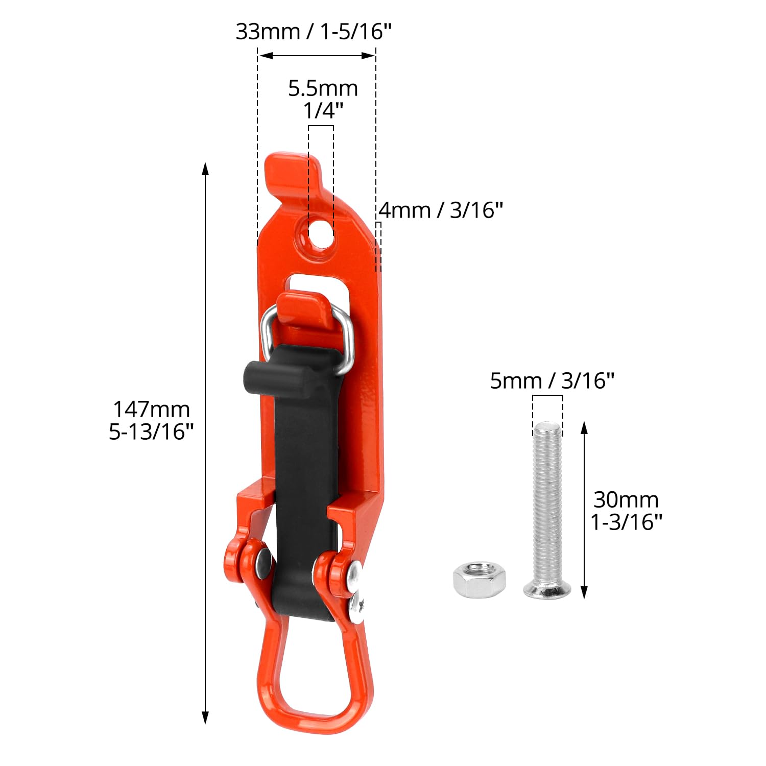 QWORK® 4 sztuki uchwyt łopaty, uchwyt łopaty do bagażnika dachowego, pomarańczowy, ze śrubami i nakrętkami