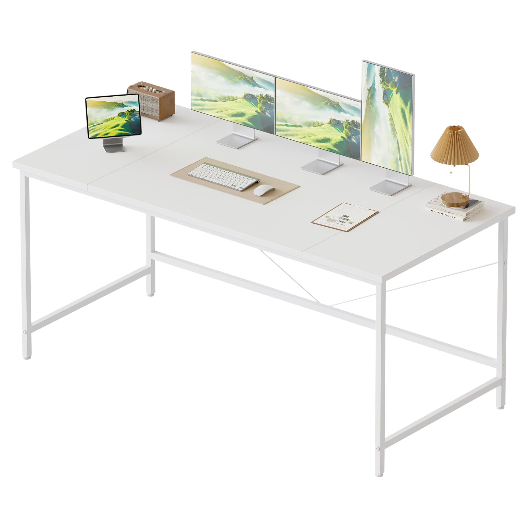 Mericonia 140x50 cm Computer Desk, Gaming Desk for Small Spaces, Modern Simple Style Desk for Home Office, Study Student Writing Desk, White