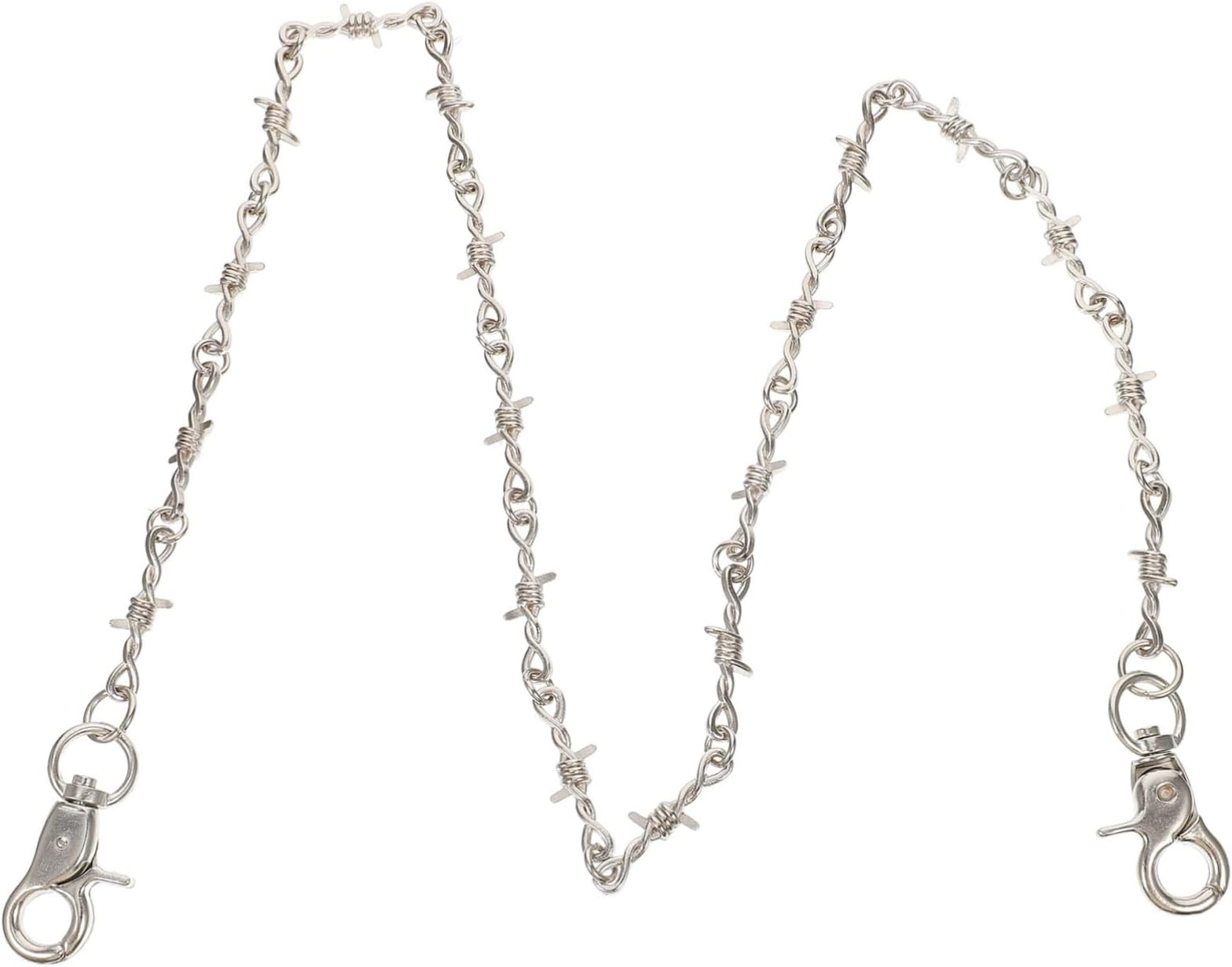 Intricately Designed Silver Metal Pants Chain, 31.1 Inches Waist Chain for Jeans Easy Buckle Closure, Suitable for Punk and Street Style Fashion