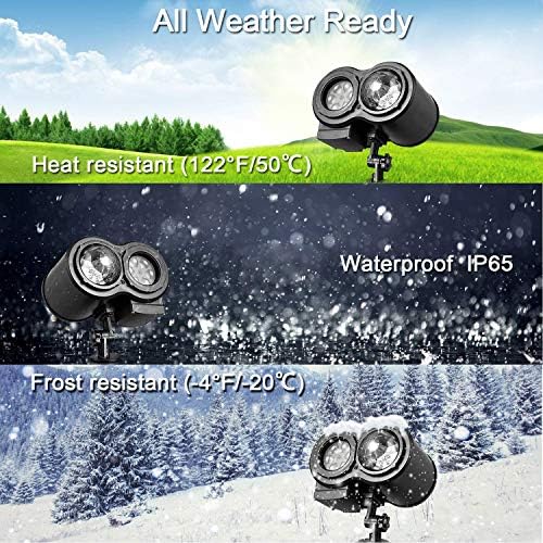 Christmas Projector Lights 2-in-1 Moving Patterns with Ocean Wave LED Landscape Lights Waterproof Outdoor Indoor Xmas Theme Party Yard Garden Decorations 18 Slides 10 Color
