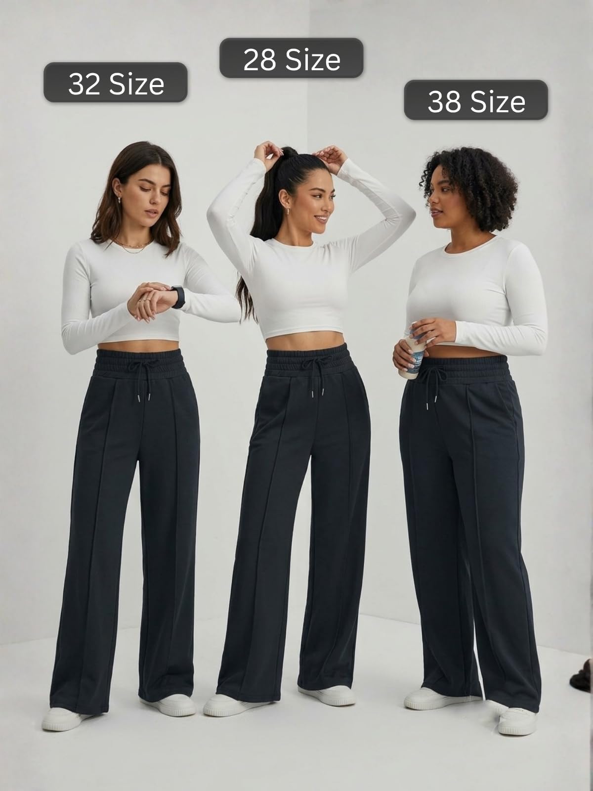 Leriya Fashion Pantalones acampanados de cintura alta estilo coreano para mujer, elegantes pantalones para eventos universitarios (talla grande)
