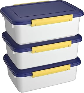 Cetomo 10L*3 Hundefutterbehälter, Luftdichter Futterbehälter, Silikondichtung, Schnappverschlüssen, Kunststoff-Futterbehälter mit Deckel für Hunde, Weiß, 10L/3.5kg-3er Pack