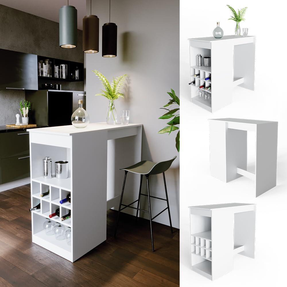 Vicco Tavolo bar alto Ross, Bianco, 115 x 50 cm