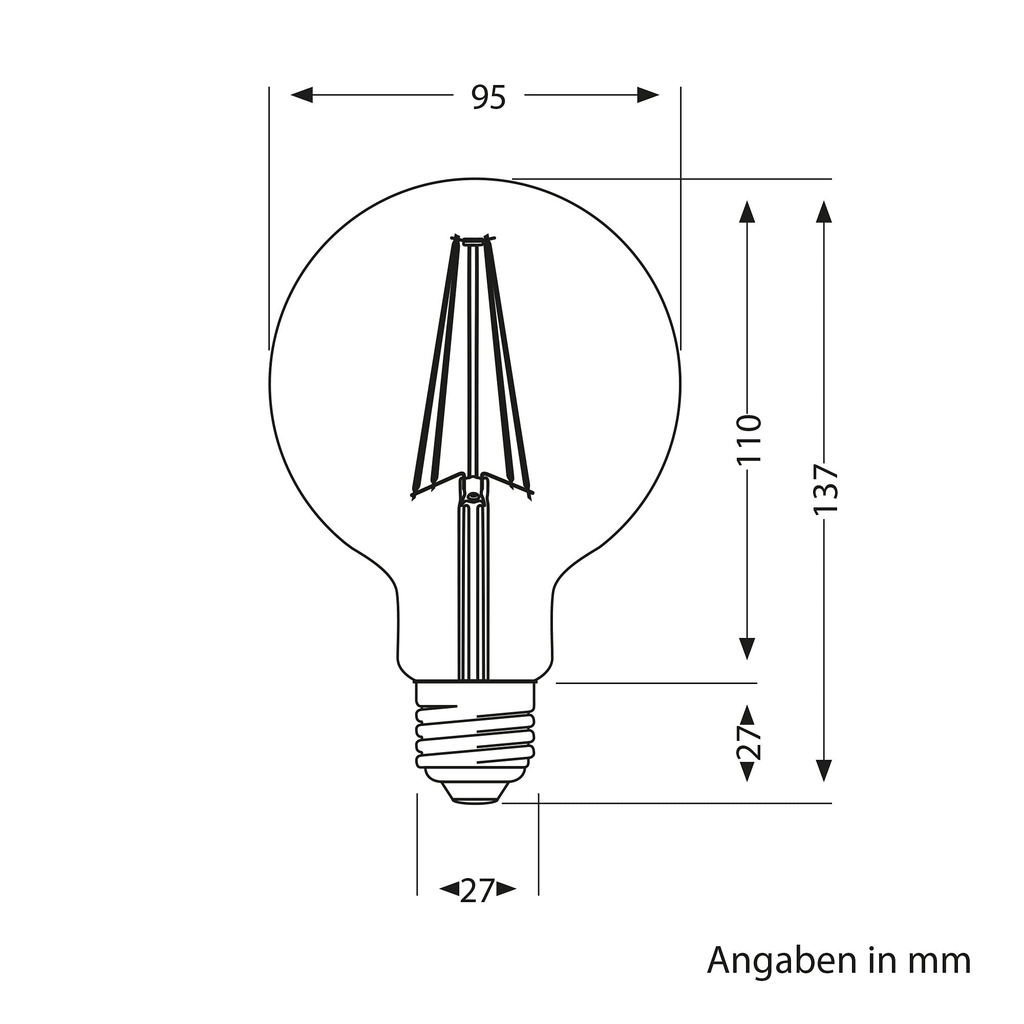 ledscom.de 12x E27 LED Leuchtmittel, G95, extra warmweiß (2500 K), 7,3 W, 818lm, 3-Stufen-Dimmer, goldfarben