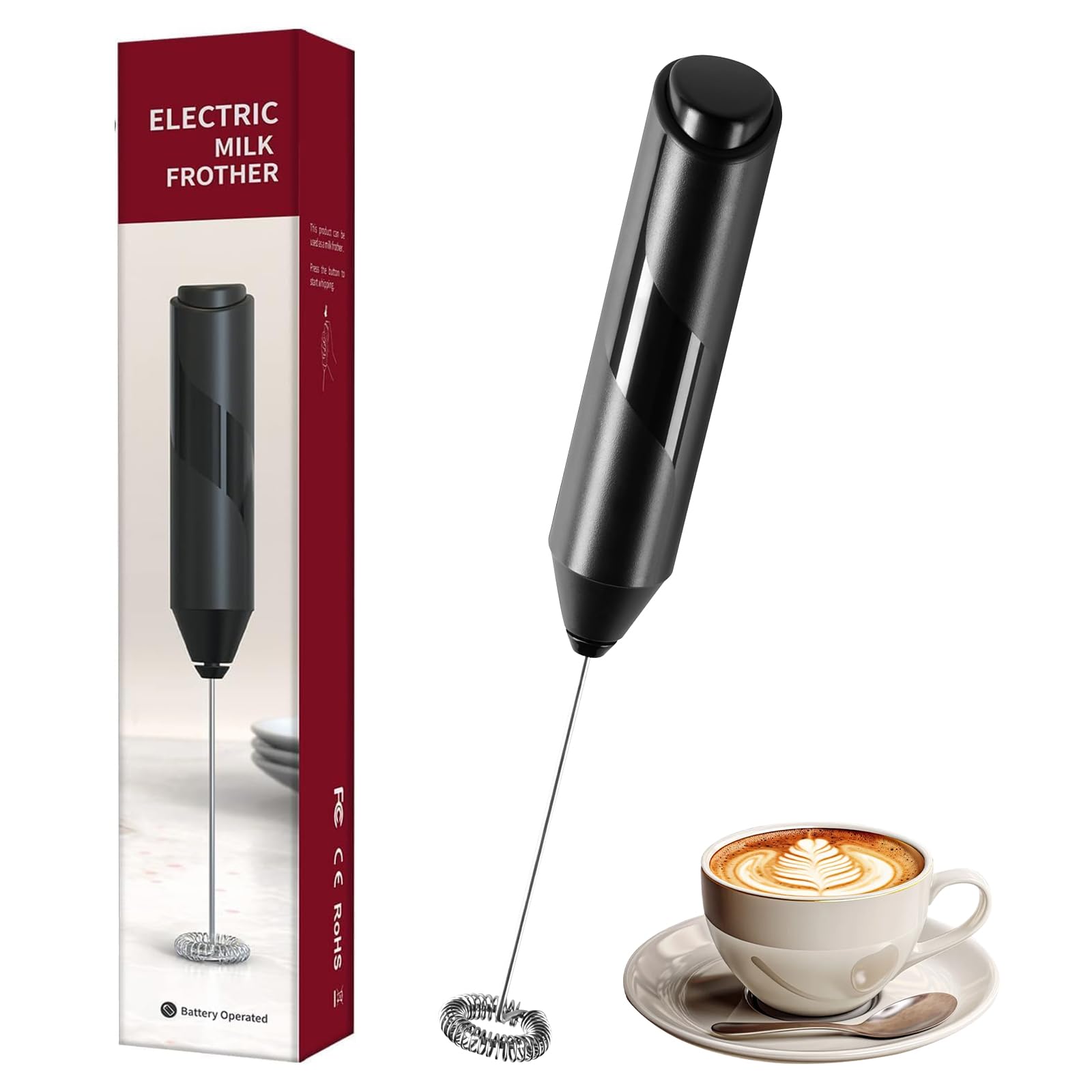 aninako 電動泡立て器 ハンドミキサー 電動 ミルク泡立て器 ハンドヘルド式 電動 コーヒーと抹茶専用 強力なミキシング 簡単操作 家庭、キッチン、野外キャンプ、事務所適用