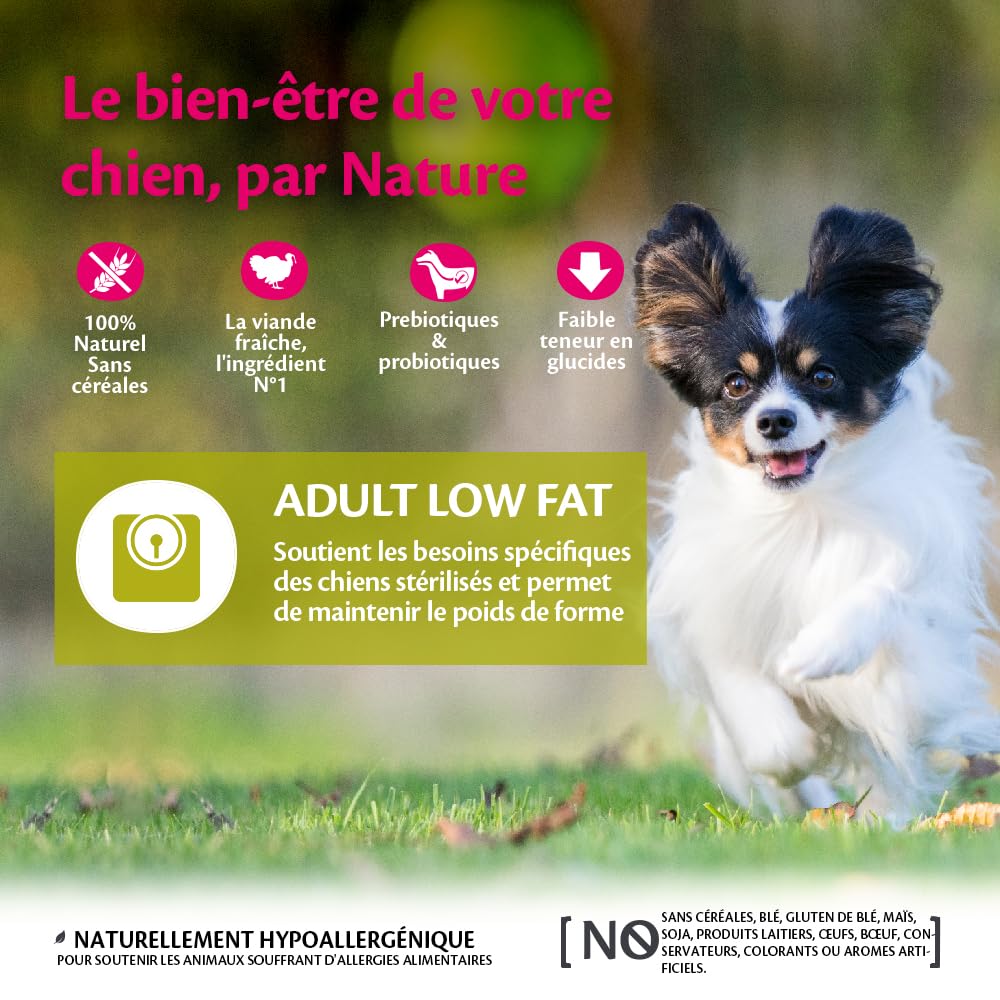 Wellness CORE Low Fat 5 kg, Dinde – Croquettes pour Petits Chiens, sans Céréales, Naturelles, Hypoallergénique, Riche en protéines, À Haute Teneur en Viande, Maintien d’Un Poids Sain