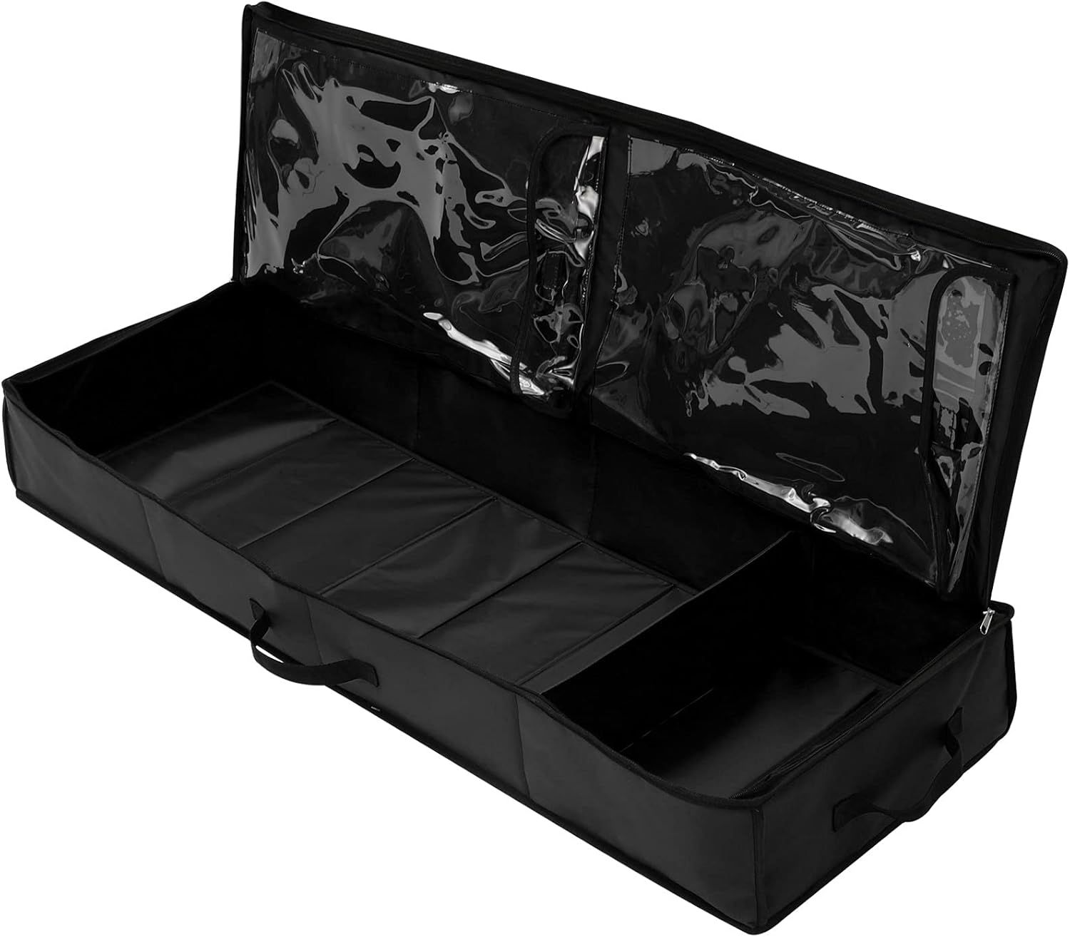 Wrapping Paper Storage Container Wrapping Container Bag with Two Interior Pockets Heavy Duty Underbed Gift Wrap Organizer Fits for Holiday Accessories Ornaments(black)