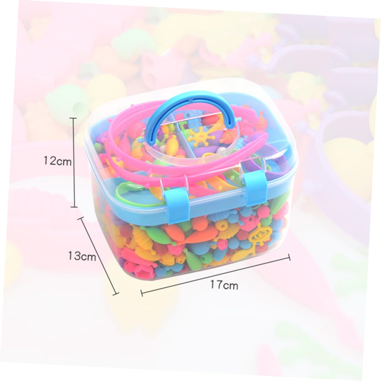 Vaguelly Kit De Cuentas De Plástico Diy Para Niñas, Juego De Manualidades 550 Piezas, Caja De Almacenamiento Azul, Pulseras Infantiles Para Creatividad y Coordinación Mano-ojo