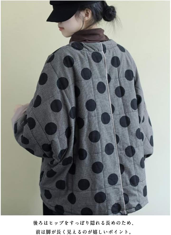 [MINANA] 半纏 ジャケット半纏 レディース 前ボタン式 はんてん 中綿 中わた 厚手 防寒 暖かい 冬用 綿入り 女性 半天