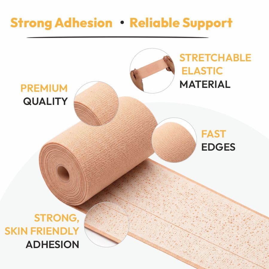Top O Plast Elastic Adhesive Bandage 10 cm x 1/2 m Stretch Length | Self-Adhesive Compression Bandage for Dressing Retention, Wound Care, Sprains, Strains, Joint Support & Sports Injuries 4
