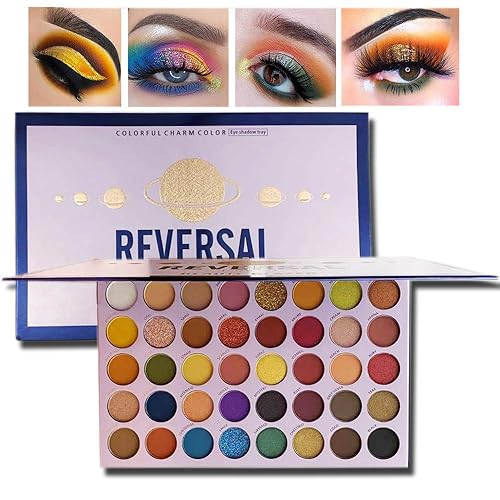Miniatura 9 de Paleta de maquillaje Reversal Planet, 40 colores de purpurina metálica de alta pigmentación, fácil de difuminar, Sombras de ojos resistentes al