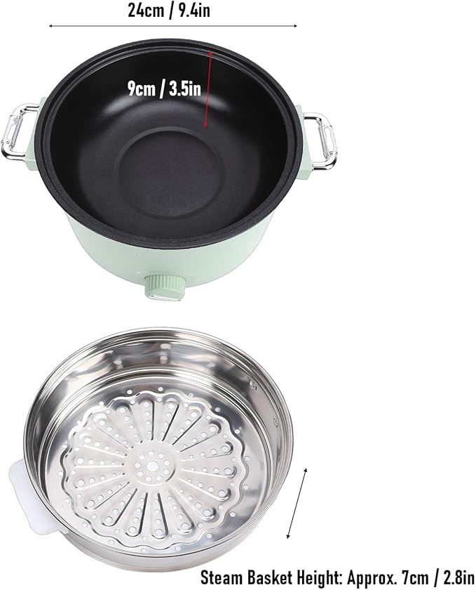 Olla Eléctrica Oreilet 800W 3L con Canasta de Vapor, Antiadherente miniatura 3