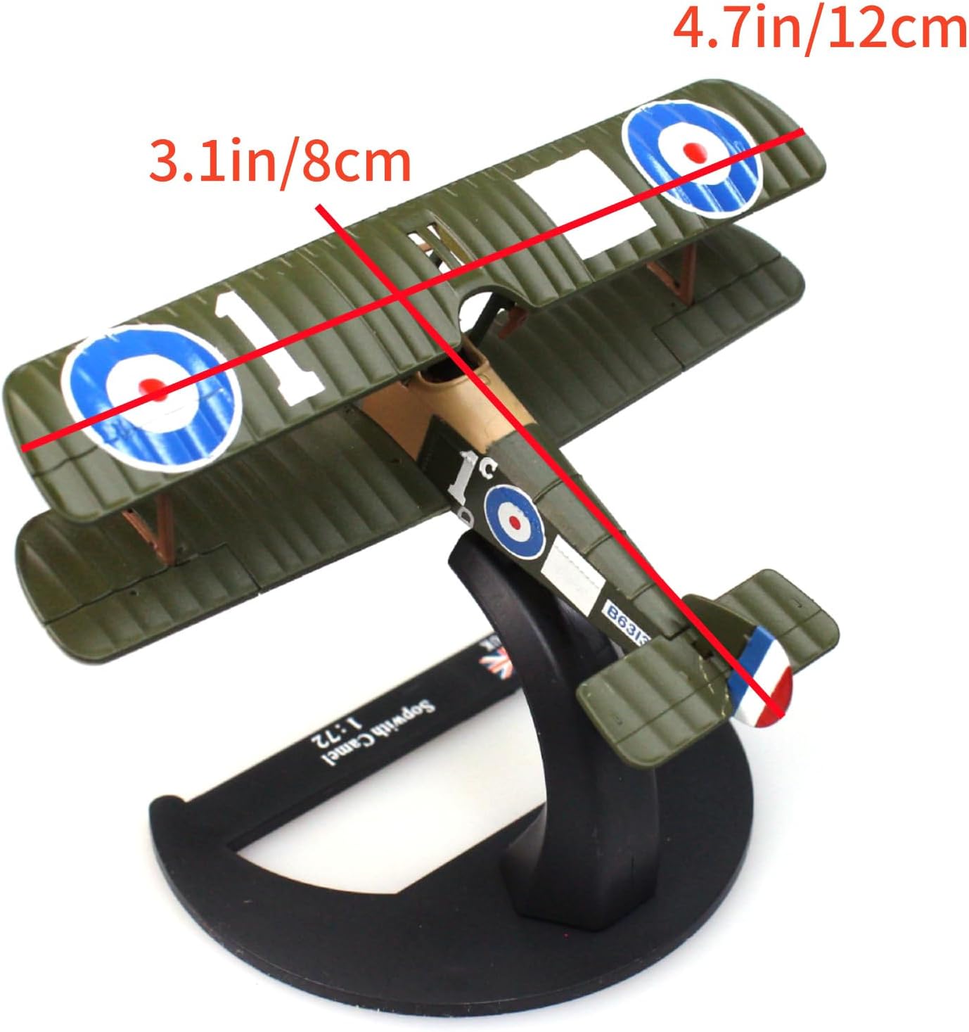 1:72 WWI British Sopwith Camel F.1 Biplane Fighter Model Simulation Aircraft Model Aviation Toy Aircraft Kits for Collection and Gift