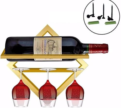 Miniatura 6 de Paquete de 2 estantes de metal para vino montado en la pared, estante para botellas de vino y colgador de copas, estante de almacenamiento de vino,